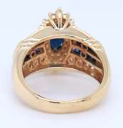Fantastic Yellow Gold Blue Sapphire and Diamond Cocktail Ring