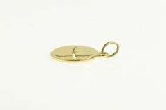 14K Yellow Gold Bermuda Long Tail Bird Cut Out Round Charm/Pendant