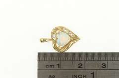 10K Yellow Gold Heart Syn. Opal Diamond Love Symbol Pendant