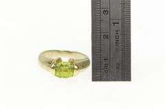 14K Yellow Gold Oval Peridot Vintage Solitaire Statement Ring