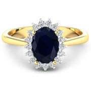 14 Kt Yellow Gold Midnight Blue Sapphire Diamond Ring