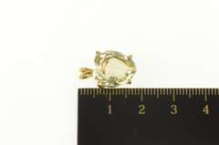 14K Yellow Gold Heart Lemon Quartz Retro Love Symbol Pendant