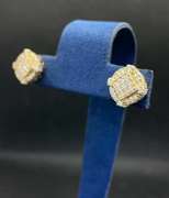 14K YELLOW GOLD CLUSTER DIAMOND STUD EARRINGS