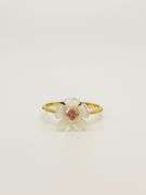 Beautiful Pearlescent Flower Ring with Topaz