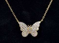 Vermeil Butterfly Necklace In Sterling Silver