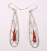 Red Jasper Tear Drop Dangle Earrings In Sterling Silver