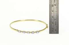 14K Yellow Gold Tanzanite Diamond Vintage Oval Bangle Bracelet