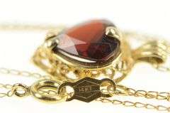 14K Yellow Gold Heart Garnet Love Valentine Romantic Chain Necklace