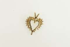 14K Yellow Gold 0.75 Ctw Diamond Cluster Heart Love Vintage Pendant
