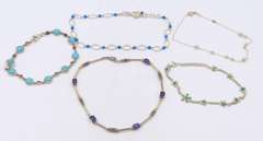 Group Lot of 4 Vintage 925 Sterling Silver Anklet
