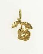 14K Yellow Gold 3D Rose Flower Romantic Valentine Charm/Pendant