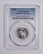 MS70 2000 $25 Statue Of Liberty 1/4 Oz Platinum PCGS