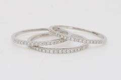 Set of Three Designer Diamond Bands in 18k