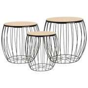 Coffee Table Set 3 Pieces Poplar Plywood Iron