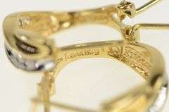 14K Yellow Gold 0.25 Ctw Diamond Twist French Clip Hoop Earrings