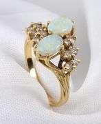 Feminine Opal and Diamond Ring