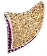 6.00ctw Pink and Yellow Sapphire and 0.50ctw Diamond Abstract Ring in 14K