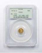 MS62 1874/3 Indian Head Octagonal Gold 50 Cents BG-943 OGH PCGS
