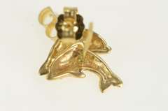 14K Yellow Gold Dolphin Ocean Animal Vintage Stud Earrings