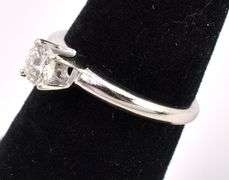 Gorgeous Solitaire Diamond Ring In 14K White Gold