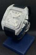 CARTIER SANNTOS 100 XL CHRONOGRAPH STAINLESS STEEL ICED OUT WATCH