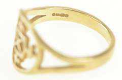 9K Yellow Gold Ornate Geometric Filigree Vintage Statement Ring