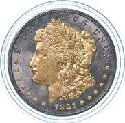 1921 Morgan Silver Dollar Gold Overlay