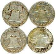 4 Different Silver Franklin Half Dollars 1958-D-1963-D