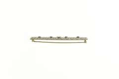 14K White Gold Art Deco Diamond Syn. Sapphire Filigree Bar Pin/Brooch