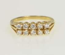 14K Yellow Gold 0.50 Ctw Tiered Diamond Row Wedding Band Ring