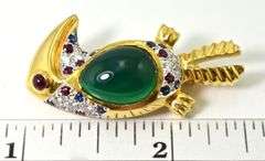Whimsical 18K Gemstone Toucan Brooch