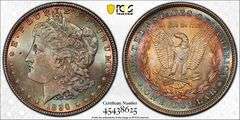 Superb Gem BU 1896P Morgan Incredible Toning Throughout PCGS MS 65!