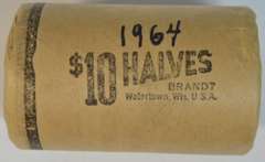 Original Bank-Wrapped BU roll of 20 1964 Silver Kennedy Halves