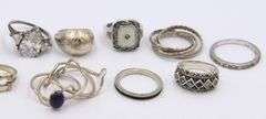 Group Lot of Vintage 925 Sterling Silver Rings
