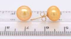 Elegant Yellow Gold Golden Pearl Stud Earrings