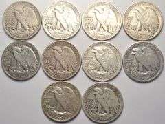 Lot Of 10 Walking Liberty Half Dollars Circulated