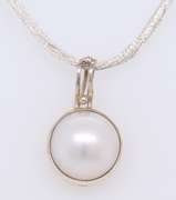 Vintage 925 Sterling Silver Pearl Pendant on Chain Necklace