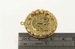 14K Yellow Gold 1950's Ornate 25th Anniversary Scalloped Charm/Pendant