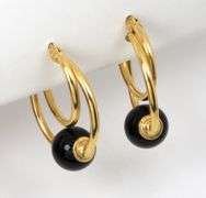 Pretty 14k and Onyx Double Hoop Earrings