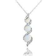 Simulated White Opal & White Topaz Sterling Silver Necklace