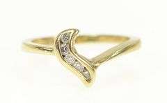 14K Yellow Gold Wavy Curvy Diamond Vintage Wedding Band Ring