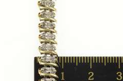 10K Yellow Gold 2.00 Ctw Diamond Wavy Link Cluster Tennis Bracelet