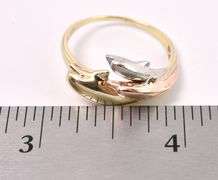 Adorable Dolphin Ring In Three Toned Gold