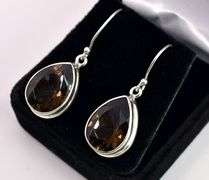 Smoky Quartz Dangle Earrings In Sterling Silver