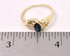 Beautiful Blue Sapphire And Diamond Ring In 14K Yellow Gold
