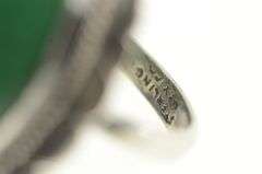 Sterling Silver Green Agate Carved Tribal Mask Statement Ring
