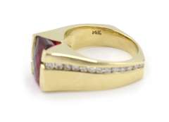 5.0cte Tourmaline and Diamond Men's Ring in 14K