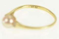14K Yellow Gold Pearl Diamond Accent Vintage Classic Statement Ring