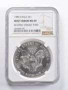 Mint Error MS69 1989 American Silver Eagle REV Struck Thru NGC