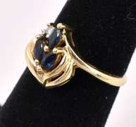 Elegant Blue Sapphire and Diamond Ring In 14K Yellow Gold